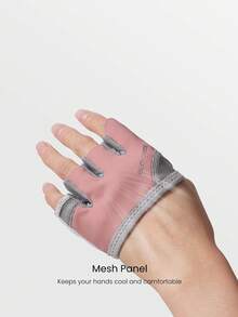 GLOWMODE Grip And Glow Sweat-Wicking Stretchy Non-Slip Rubber Mesh 4-Finger Training Gloves Gym Studio Yoga Workout Dumbbells Active Wear - Pink - View 4