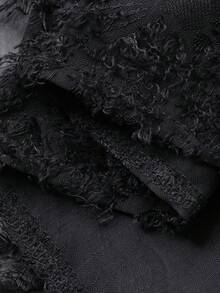 FRIFUL Women's V-Neck Embossed Casual Versatile Sleeveless Dress - Black - View 8