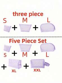 1件套心形印花网眼化妆包套装，带拉链的便携式收纳整理包，适合家庭、办公室、旅行，是圣诞礼物的理想之选，波西米亚紫色 - 紫色 - 查看 7