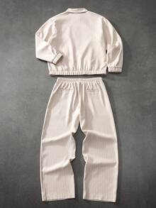 STYNVO Men's Striped Print Zip-Up Jacket And Pants Casual Tracksuit Set