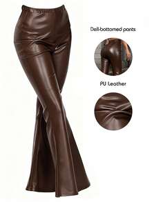 EMERY ROSE Quần ống loe in hình môi dành cho nữ - màu nâu - Xem 6