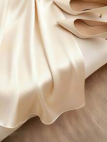 Franclia Women's Fashionable Elegant Spaghetti Strap Waist Midi Dress Satin Dress Elegant Ivory Dress Cream Dress Silk Dresses Classy Dress Elegant Dress Wedding Dress Beach Dress Satin White Dress - Apricot - View 5