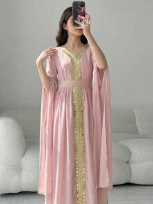 SHEIN رمضان
قرقيعان 
فستان العيد جلابيات رمضان 
جلابيات       
جلابيه       
الملابس التقليدية العربية      
Abaya       جلابية       
قفطان        جراب Girls' White Long Sleeve Slit Sleeve Design Dress With Golden Trim Ribbon Decor, Elegant & Graceful, Suitable For Holidays, Parties, Spring & Summer S For Girls Girls Dress Pink Abaya Abayas For Girls - Pink - View 1