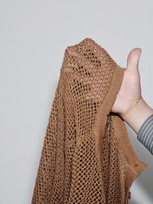 SHEIN Luminelle 2pcs/Set Elegant Knit Cardigan + Camisole Vest, Lightweight Summer Outfit, Versatile - Camel - View 8