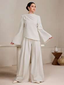 Graceveil Conjunto de 2 piezas minimalista de diseñador para mujeres musulmanas, de color albaricoque, para uso diario - Albaricoque - Ver 1