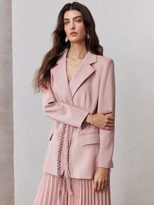 ZEYLAH Elegant Cinched Waist Waist Suit Jacket, Spring