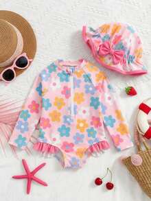 SHEIN 1 pieza Mono de baño cómodo y casual con estampado de dibujos animados lindos y versátil para bebé niño, adecuado para vacaciones, primavera/verano - Multicolor - Ver 2