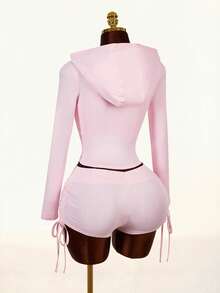 Amplova 2026新款基础款三件套，运动外套，休闲收腰女装 - 粉色 - 查看 2