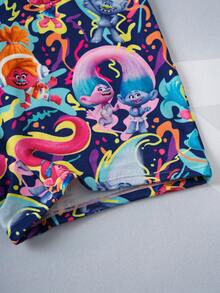 Trolls X SHEIN Bộ áo ngực và quần lót không dây họa tiết hoạt hình mềm mại thoải mái cho nữ - Hồng - Xem 4