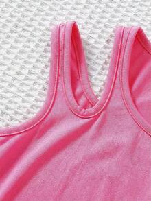 SHEIN 4件套少女纯色针织短款修身休闲背心套装 - 彩色 - 查看 5