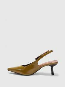 CUCCOO BIZCHIC Lemon Yellow Pointed Toe Stiletto Heel Fashionable Minimalist French Style Versatile Women High Heel Pumps, Spring/Autumn Valentine's Day - lime yellow - View 9