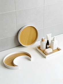Haus Hana 1pc Ins-Style Decorative Storage Tray Round Square Moon Shape Organizer For Entryway Living Room Tabletop Cup Aromatherapy Hair Tie Small Items - Multicolor - View 9