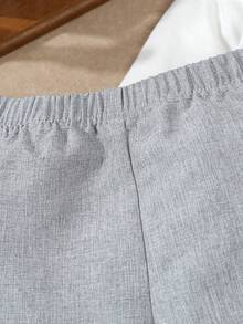 SHEIN 3件組男嬰正式紳士套裝，白色長袖襯衫配領結、雙排扣背心、鬆緊腰口袋長褲，婚禮賓客穿著 - 彩色 - 查看 7