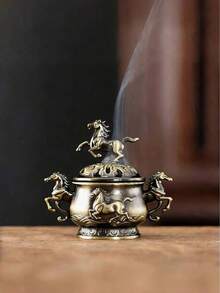 Madebyblanc 寓意吉祥的创意香炉，“步步高升”悬挂式香炉，“心想事成”方形香炉，“财源滚滚”骏马造型香炉，以及三足鼎式青铜色祭祀香炉，传统禅意冥想及家居装饰礼品，手工黄铜合金迷你祭坛香炉，适用于香薰、瑜伽及营造宁静氛围，优雅的桌面摆件，适用于办公室、书房及客厅。 - 彩色 - 查看 8