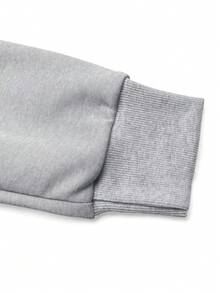 SHEIN LUNE 女士休闲日常通勤百搭蝴蝶结图案落肩宽松圆领卫衣，春秋季 - 灰色 - 查看 4