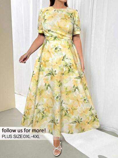 Firerie Elegant Tie-Dye Tie Dye Print Puff Sleeve Maxi Dress, Spring/Summer