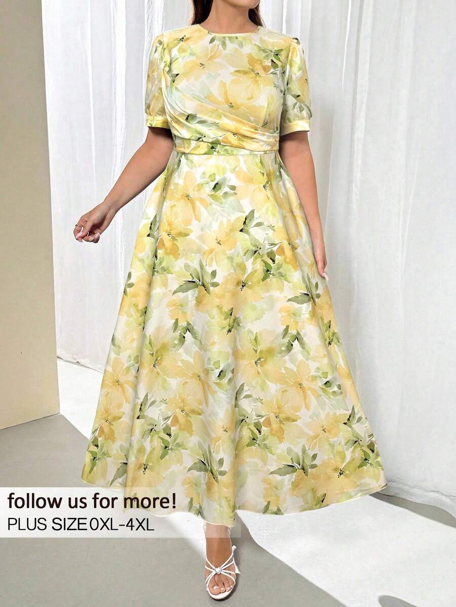 Firerie Elegant Tie-Dye Tie Dye Print Puff Sleeve Maxi Dress, Spring/Summer - Multicolor - View 1