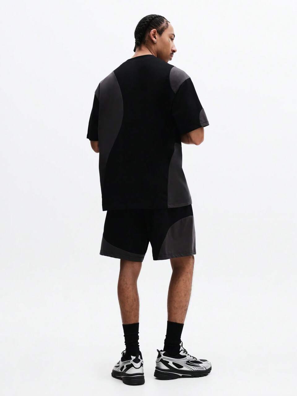 Farbblock-T-Shirt und Shorts-Set