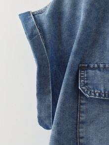 EMERY ROSE Women's Casual Batwing Sleeve Denim Blouse,Summer,Carnival,Beach,Party,Elegant Party Dress,Going Out,Summer,Valentine's Day, - Blue - View 3