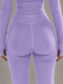 Musera Sport 交叉前开衩紧身裤套装（仅下装）板式网球冬季运动服健身房锻炼合金 - 紫丁香色 - 查看 2