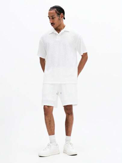 SUMWON Comfortable Short Sleeve Polo Co-Ord Set With Drawstring Shorts For Summer Casual Wear And Vacation
