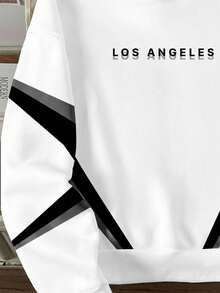 Manfinity Joysei 男士极简印花长袖连帽衫 - 白色 - 查看 3