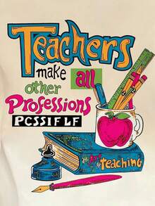 INAWLY 夏季休闲拼色标语印花T恤 - 彩色 - 查看 4