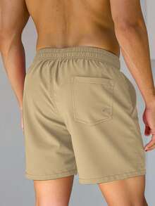 Manfinity KASUA Pantalones cortos de playa con estampado de leopardo de parche, cintura con cordón y bolsillo en diagonal, estilo de vacaciones de verano para hombres - Multicolor - Ver 2