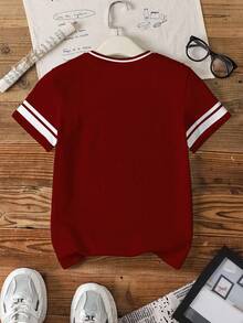 HARRY POTTER X SHEIN Tween Boy Casual Letter & School Logo Print Short Sleeve T-Shirt, Summer - White - View 2