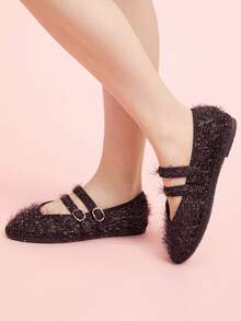 CUCCOO DOLLMOD Women's Classic Comfortable Mary Jane Flat Shoes, Burgundy, Shiny, Elegant For Christmas, Thanksgiving Party - Brown - View 5