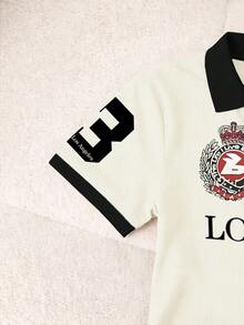 Rovax 女士极简印花 Polo 领短袖上衣 - 杏色 - 查看 4