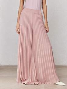 ZEYLAH Women Spring Solid Pleated Wide Leg Pants