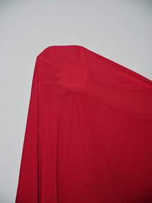 Lumivelle 女士中东风情休闲高领扭腰透视长裙 - 紅色 - 查看 8