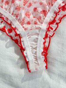 PetitDoll 4pcs/Set Cute Pink Heart Print Bow Trim Panties For Teenage Girls - Multicolor - View 6