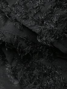 FRIFUL 女士纯黑色薄纱蕾丝拼接露背宽松休闲百搭上衣 - 黑色 - 查看 6