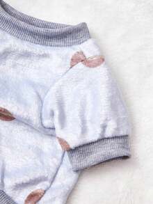 PETSIN 1件花朵图案小狗波点字母印花法兰绒卫衣，适合秋冬季节穿着，厚实保暖，宠物服装 - 彩色 - 查看 7