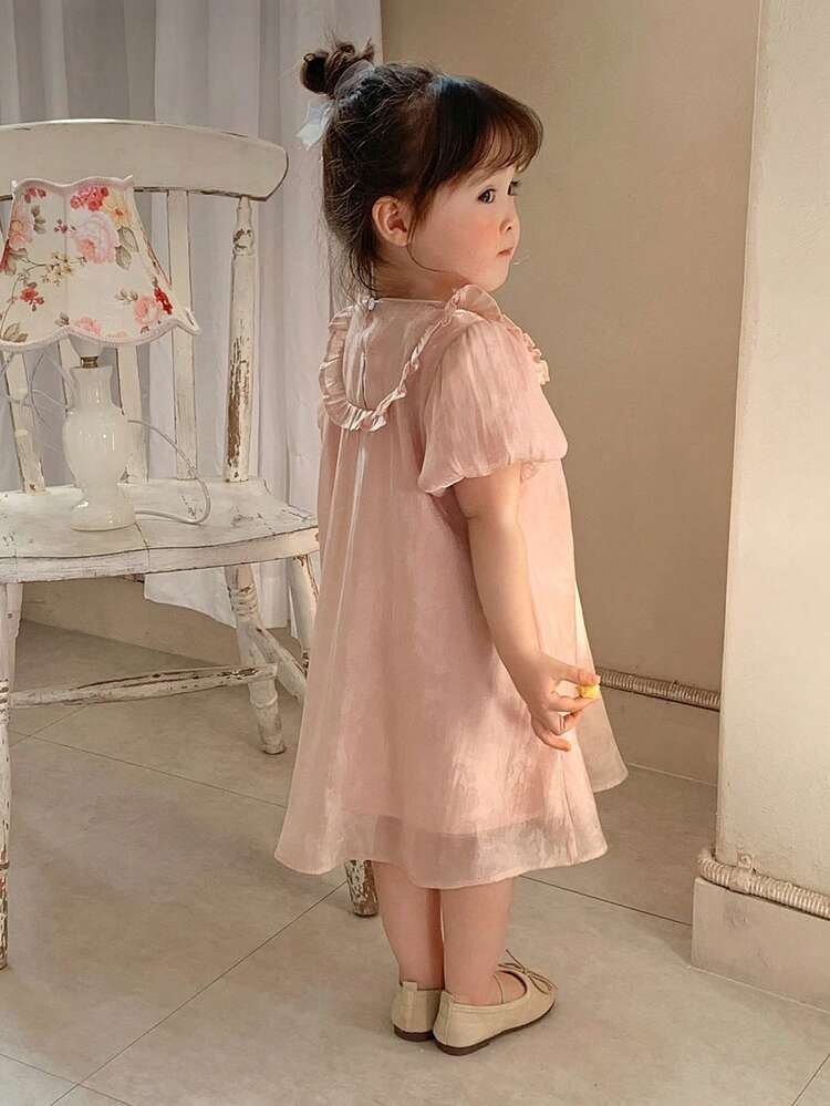 Toddler Girls' Floral Print Round Neck Party Birthday Dress