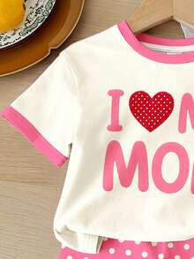 SHEIN Bộ đồ thể thao nữ dễ thương gồm áo thun ngắn tay cổ tròn dáng rộng thoải mái in chữ và quần short bó sát, thích hợp mặc hàng ngày vào mùa xuân/hè, phong cách đường phố, ở nhà hoặc đi nghỉ mát. - Nhiều màu - Xem 8