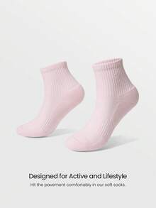 GLOWMODE 5 Pairs Socks Soft Ventilated Mesh With Embroidered Logo Workout Daily Casual - white + light pink + pink + rose red + fuchsia - View 3