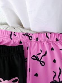 Genkimix Kids 3件套少女休闲百搭新款蝴蝶结印花喇叭裤套装，适合亲子装，适合夏季，适合各种场合。蝴蝶结裤装 - 彩色 - 查看 8