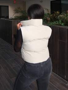 Tyla Gomez 女士纯色拉链领休闲背心夹克，冬季 - 白色 - 查看 2