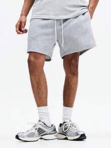 SUMWON Heather Casual Drawstring Shorts With Side Stripe Detail Everyday Summer Bermuda - Black - View 3