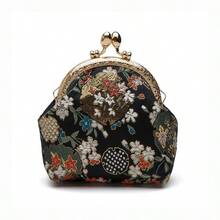 Cirelle Ví cầm tay khóa cài kiểu cổ điển – Ví đựng tiền xu khung kim loại dệt hoa văn Jacquard, ví nhẹ kiểu retro đựng thẻ, chìa khóa và mỹ phẩm, túi xách hàng ngày. - Nhiều màu - Xem 10