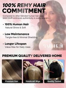 QUICK WEAR 16英寸真人发马尾辫，夹式马尾辫，长款波浪卷马尾辫，自然黑色，100%真人发接发，马尾辫接发