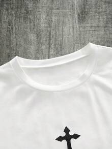 HIMLAND 男士休闲十字印花短袖T恤和抽绳腰裤套装 - 彩色 - 查看 6