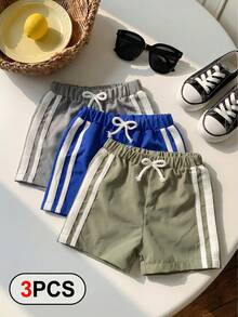 Playful Pals 3件套男婴休闲彩色纯色运动短裤，夏季 - 彩色 - 查看 5