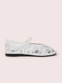 CUCCOO DOLLMOD Women's Casual Versatile Commute Daily 3D Floral Mesh Flats Spring Shoes - White - View 10
