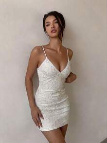 Aloruh Women's Fashionable Sexy Halter Backless Mini Dress, Summer - White - View 5