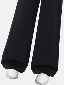 Sparklyn Girls' Wide Leg Pants With Bow Waist, Butterfly Print, Fashion Casual Sports Bottoms, Grey, Back To School - Black - View 6