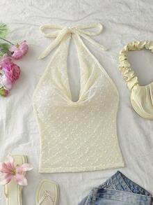 Roelina Women's Summer Vacation Textured Sheer Spaghetti Strap Camisole - White - View 1